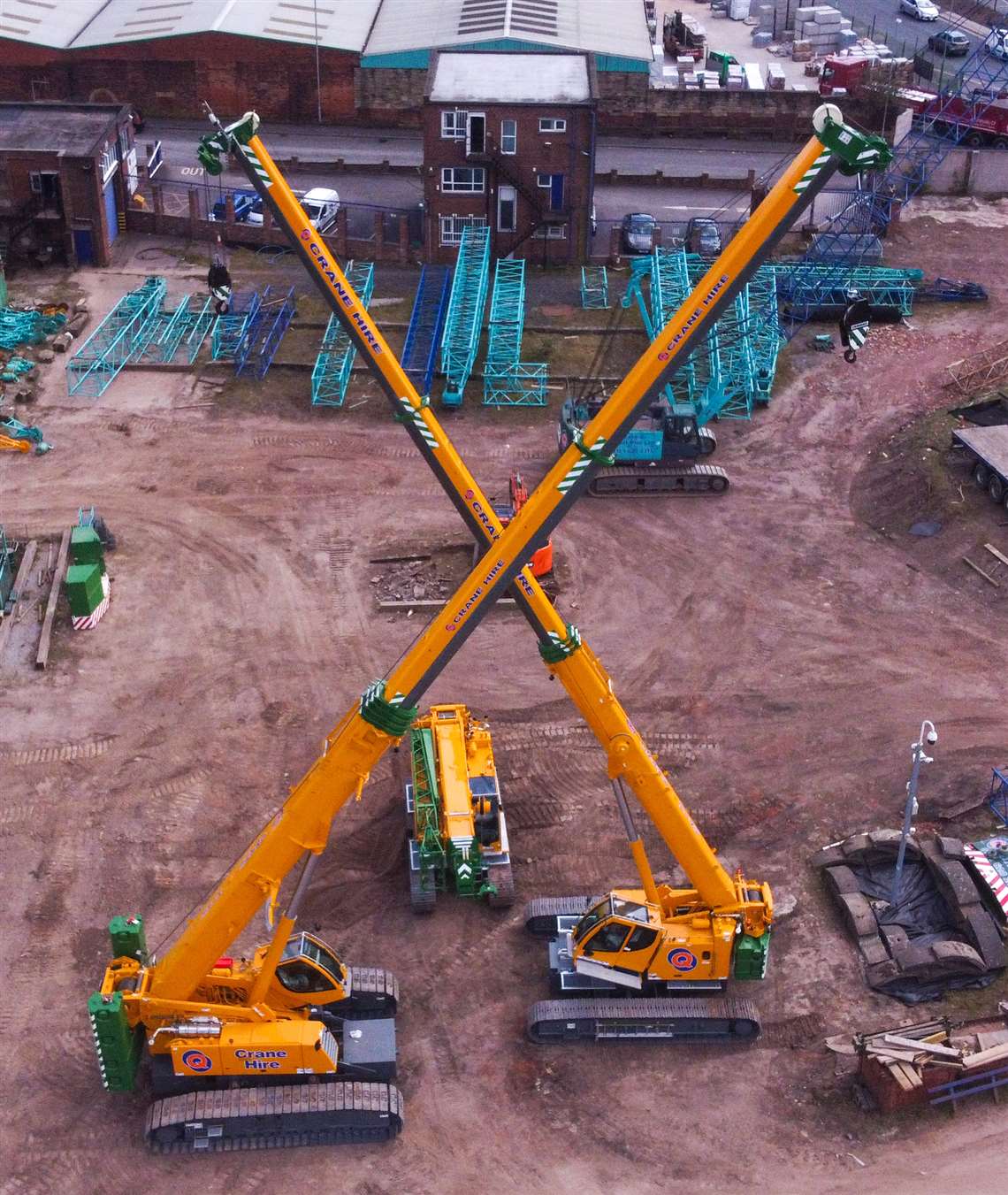 Two of the five new Liebherrs in the Q Crane & Plant Hire fleet in the Quinn yard