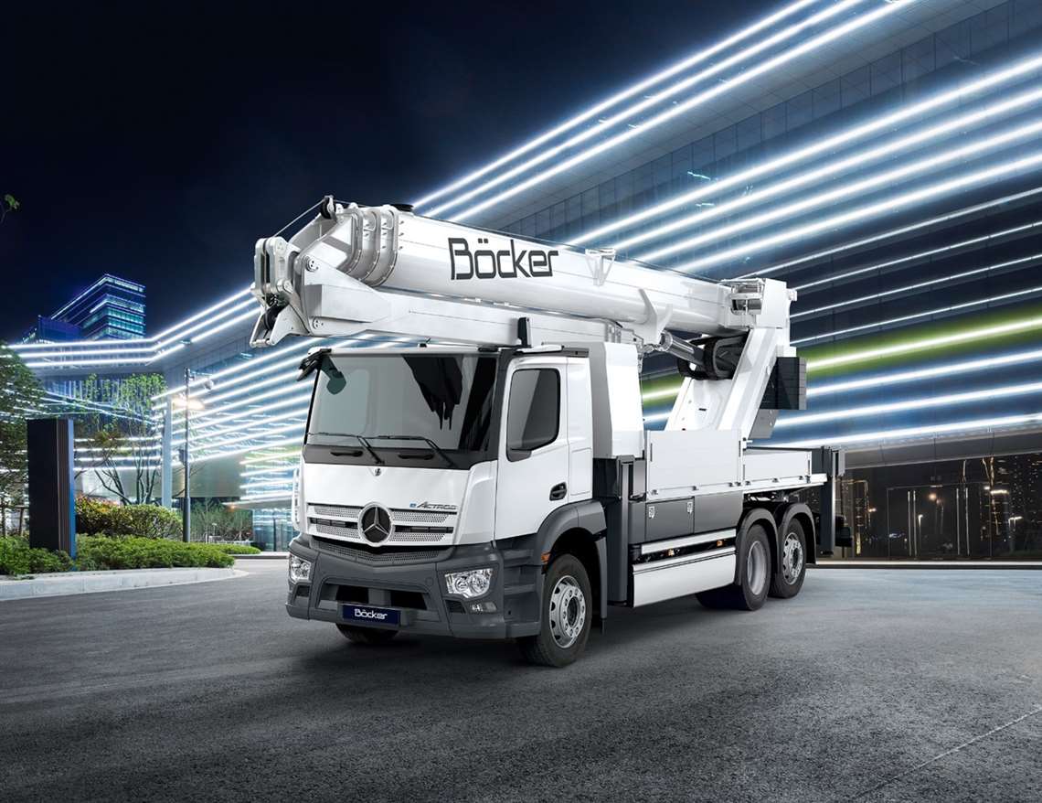 New fully electric Böcker truck crane and work platform Crane