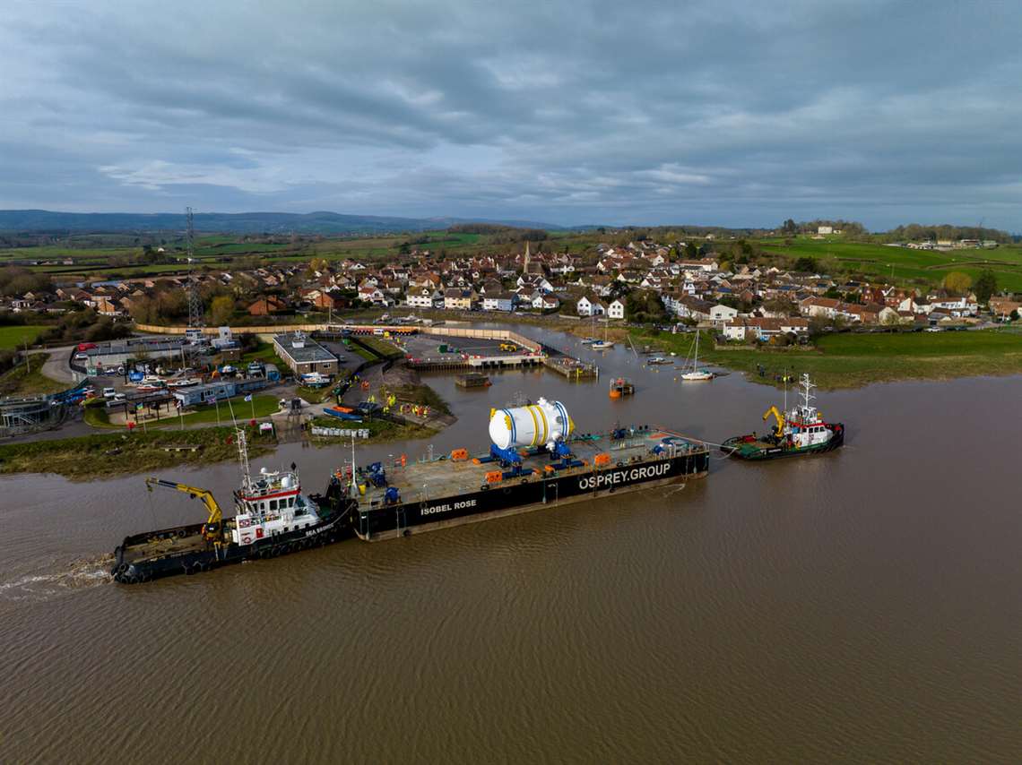 arriving by barge prior to transfer to Osprey's Scheuerle SPMT