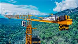 yellow flat top Potain tower crane type MCT 385