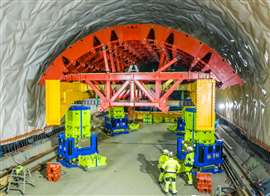 Four Enerpac JS-250 Jack-up towers in position on the rail tunnel project