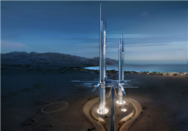 A digital render of the towers at the Epicon resort in NEOM, Saudi Arabia