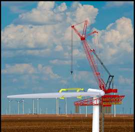 Lifting a blade with the operator at nacelle height using the DWLS system