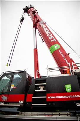 Mammoet has electrified a four year old Liebherr LTM 1095 five axle all terrain crane