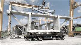 Scheuerle SPMT PowerHoss carrying a section of the Mahatma Gandhi bridge