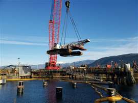 NCSG lifting a crane over water