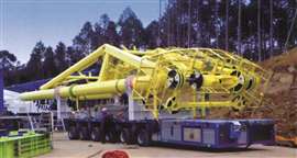Transporting the A-frame of the Kitagawa JCW1800K on SPMT