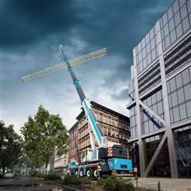 Liebherr LTM 1150-5.4E hybrid crane at work