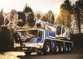First sight of Liebherr's new five axle, 150 tonne capacity, wheeled mobile telescopic crane with battery, grid and diesel power