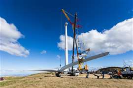 Smith Crane and Construction using its largest crane, a Liebherr LTR 11200 telescopic boom crawler crane