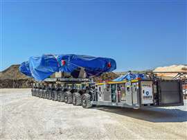 All ten axle lines of Cometto MSPE and the power pack unit transporting one of the major parts of a tunnel boring machine.