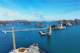Liebherr EC-H tower cranes on a bridge build in Norway