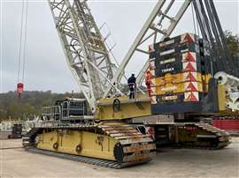Tadano heavy lift crawler crane used for testing the new rope. 