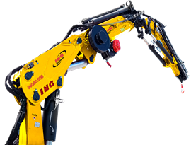 Yellow ING knuckle boom crane