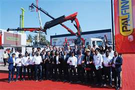 Palfinger stand with lots of people at ExCon 2025 in India.