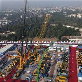 Aerial view of the XCMG stand at the ExCon showin India, December 2025