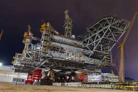 Mega Jacks under the topdside structure