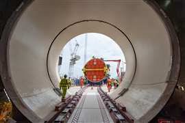 tunnel visiomn. The Mammoet skid tracks in place for th RPV to enter the building. 