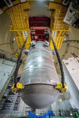 RPV hanging from the polar crane