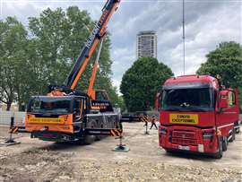 The Liebherr LTM 1055-3.3 at the handover to Les Transports Toussaint. Photo: Liebherr