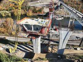 Strand jacks and cranes are used on the Beaver River Bridge Replacement project. Photo: Engineered Rigging