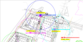 Lageplanzeichnung mit dem Potain Top Tracing-Zonierungssystem