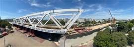 the first new bridge section all the way across on both abutments