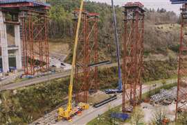 Wiesbauer used its new big Tadano and another the same from AKM, to install a bridge in Germant