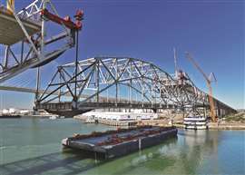 Mammoet used its strand jacks to lower a big bridge in Texas