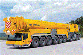 800 tonne capacity Liebherr LTM 1750-9.1 wheeled mobile telescopic crane on nine axle carrier.