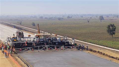 The Patel Infrastructure team at work on India's new Delhi-Vadodara-Mumbai expressway.