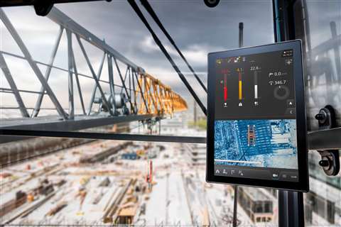 View of the operator screen and boom from the cabin