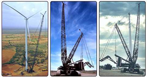 Three pics of crawler cranes