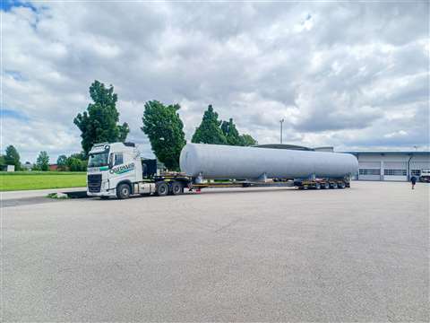 grey tank on a white truck