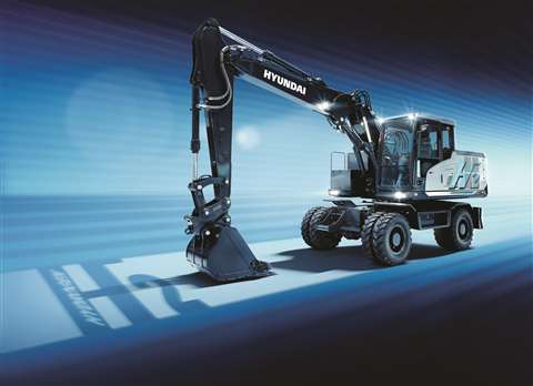 HW155 hydrogen-fuel-cell-powered wheeled excavator