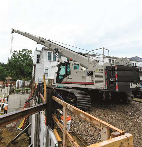 Link-Belt’s newest TCC-550 telescopic crawler crane. 