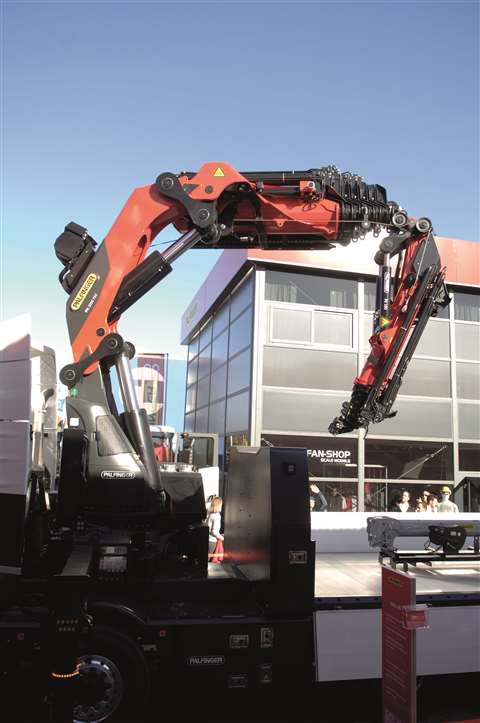 Palfinger's PK 1050 TEC truck mounted hydraulic loader crane. 