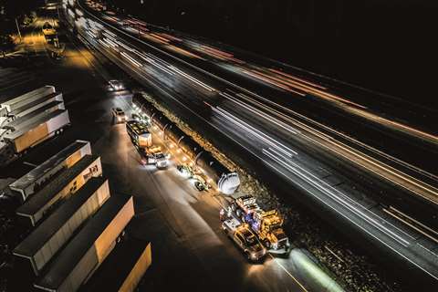 Aerial shot of specialized transport operation 