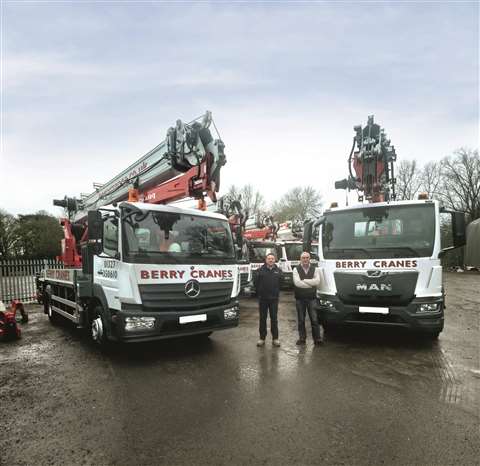 Böcker cranes in Berry Cranes' red and white livery