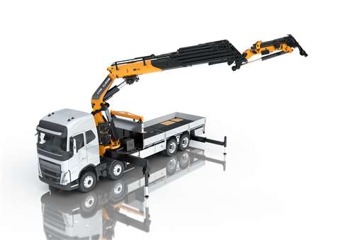 yellow Effer loader crane by Hiab