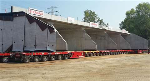 Mammoet moving the 3,200 tonne tunnel into place