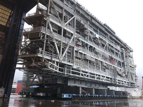 Sarens using Kamag SPMT on Johan Sverdrup oil field module