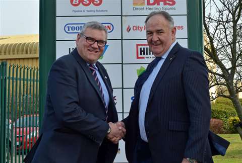 Travis Perkins' Graham Bellman (left) and Hiab's John Bailey