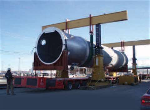 The Power Tower 34PT5400WT supporting the load after the rail cars had been pulled out, allowing the