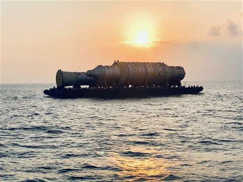 Columns on 30 day barge transport