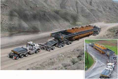 Perkings utilized one of its dual-lane highaway transporters with a high girder bridge suspension sy
