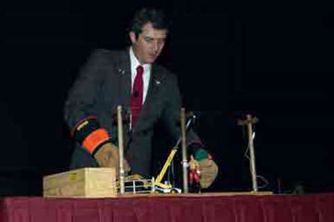 Gary Coleman demonstrating overhead power line hazards at a previous SC&amp;RA event
