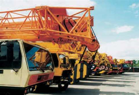 A selection of used cranes at Grove's Breda facility in the Netherlands. Like other manufacturers, G