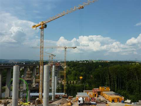 The construction of the new Lahn Valley Bridge also includes rerouting the freeway and installing a 