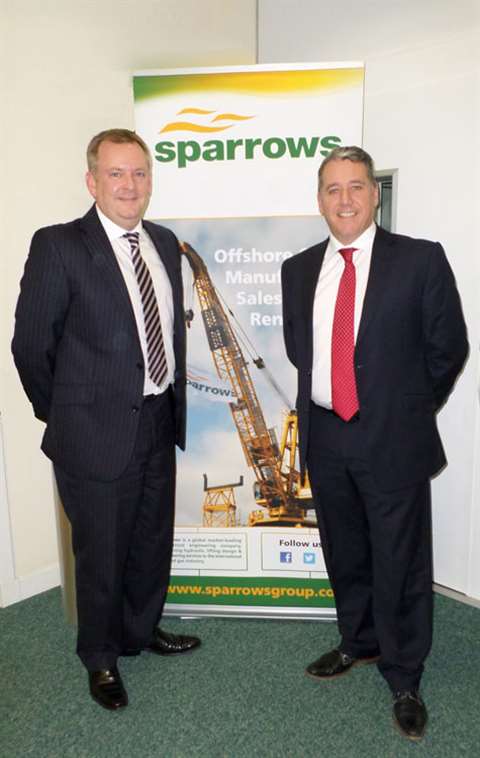 Martin Thomson (left) is welcomed to the Sparrows Group by European operations director Mark Beverid